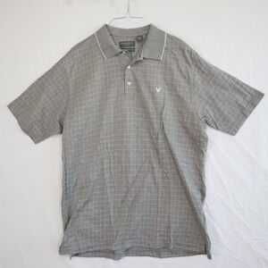 Lyle & Scott Polo Shirt Mens Large Golf Casual Knit‎ Gray Check Short Sleeve